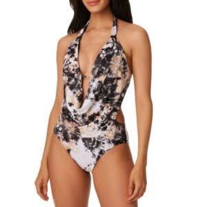 Bar III Women's  Draped Monokini One-Piece Swimsuit Size Small